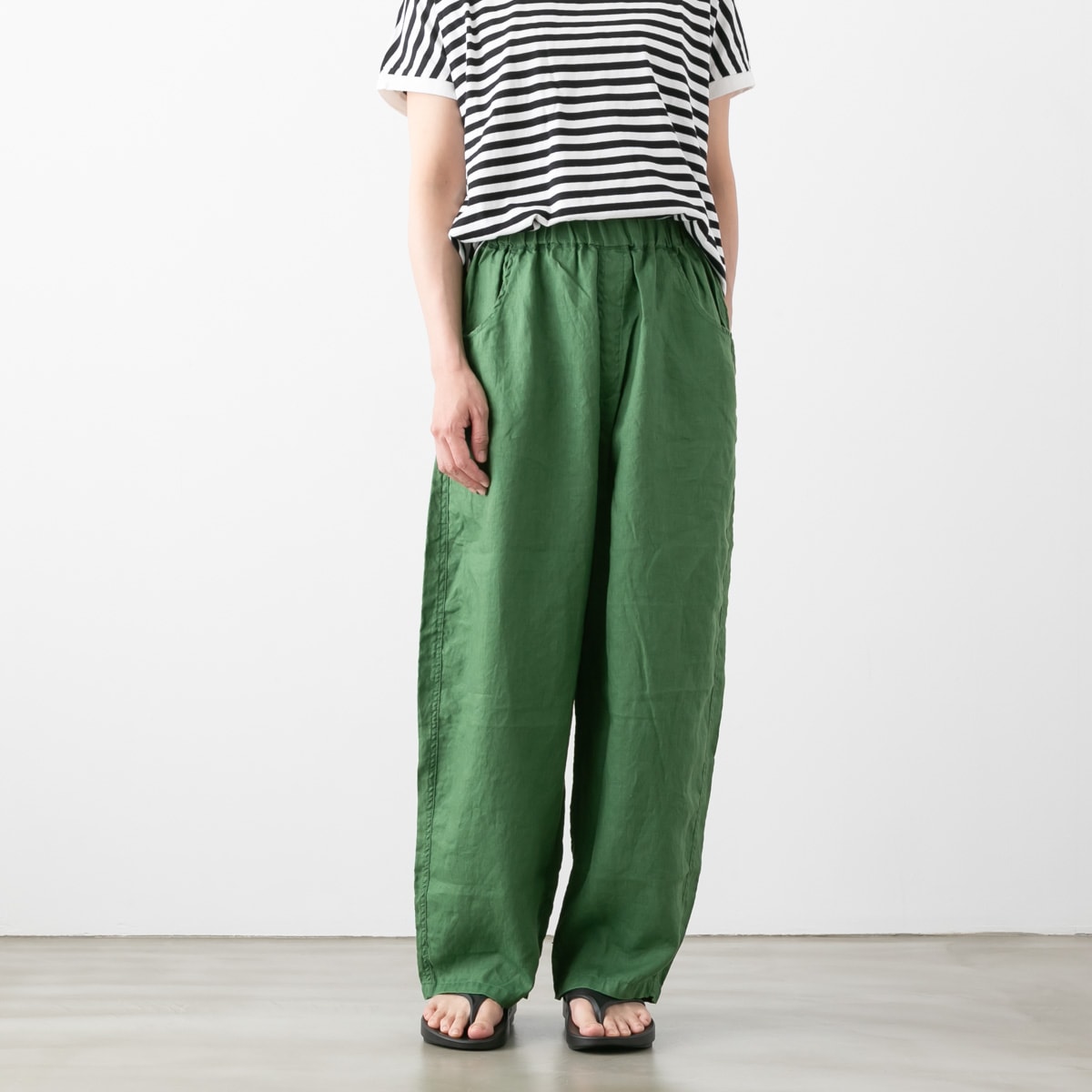 NARU ナル 40フレンチリネン ノッポパンツ 4色 654860BD