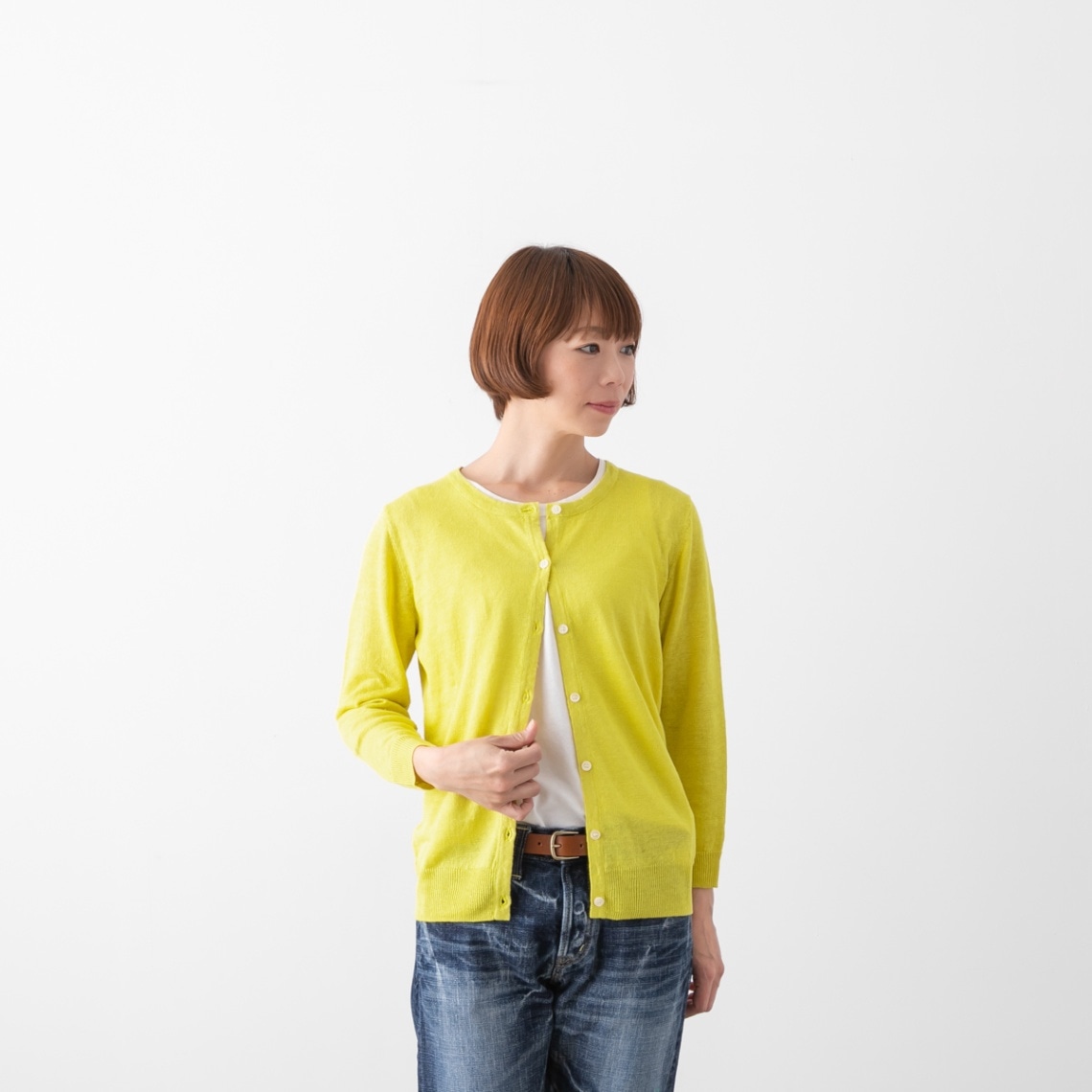 (メール便OK) maomade マオメイド UVカット リネン クルーネック カーディガン 11色 311103 411107