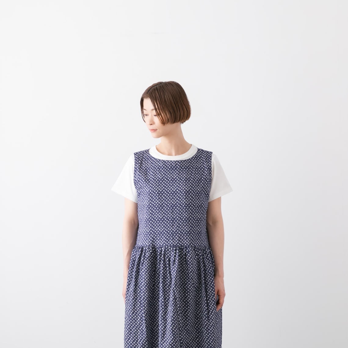 ARMEN アーメン ボートネック ノースリーブ ワンピース NAM2413F