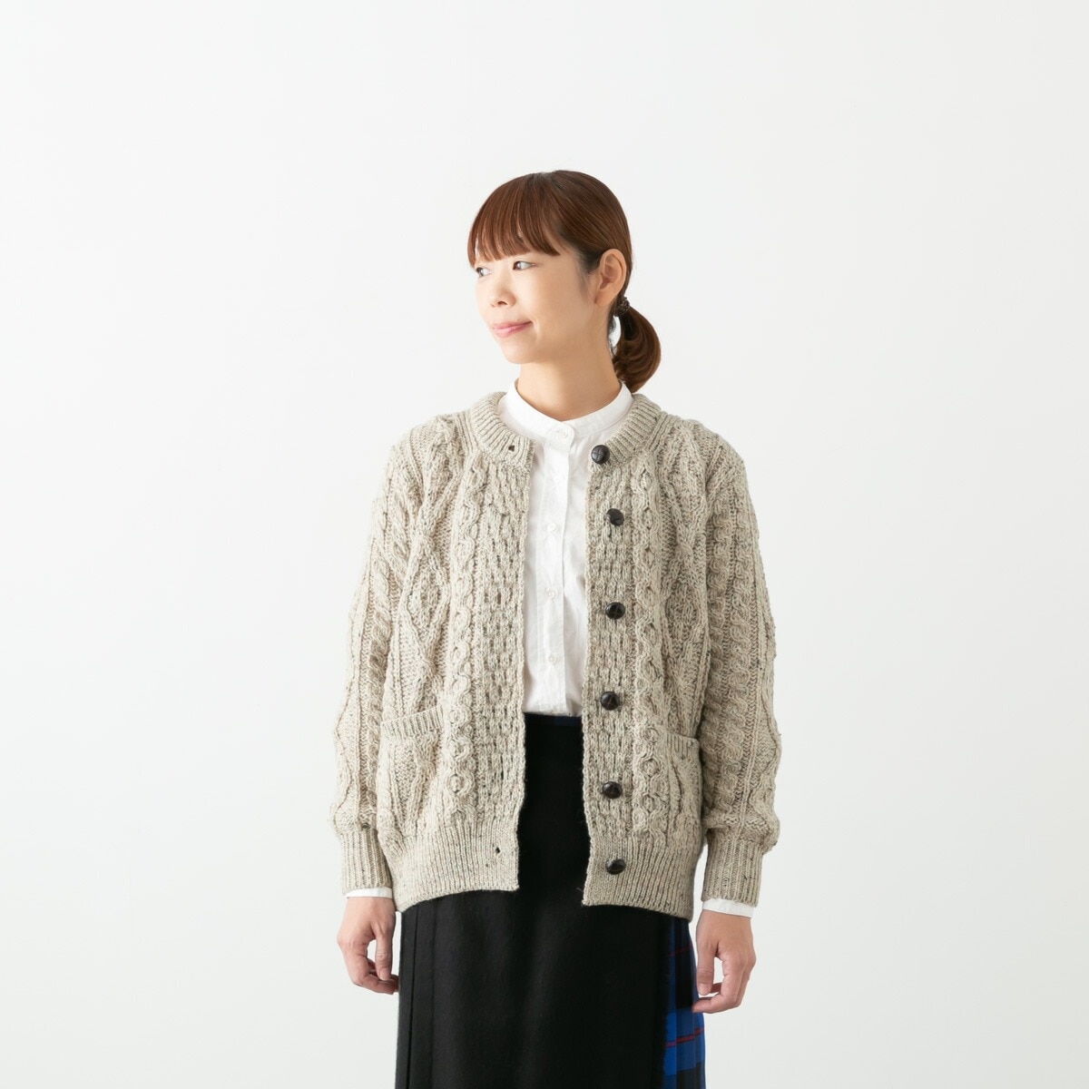 Aran Woollen Mills アランウーレンミルズ ポケット付き ウール ニット カーディガン B339 IW2331043
