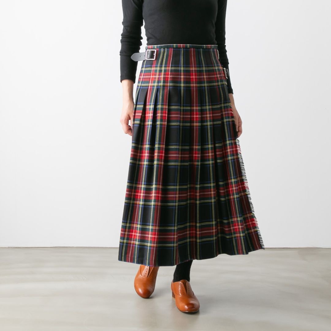 Y’s Red Label 2008AW ウールギャバ 巻きスカート 黒×赤 Y's Red Label 2008AW ウールギャバ 巻きスカート 黒×赤