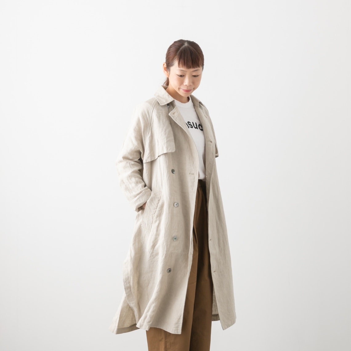 TISSU ティシュ リネン ハイデンシティ エフォートレス トレンチコート TS183CO084