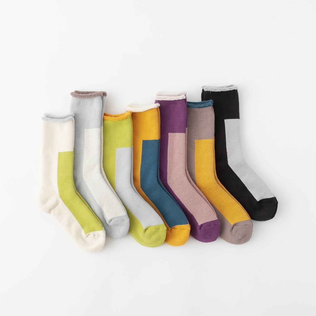 biollne ビオルネ パイル編みライン配色ソックス 7色 321333