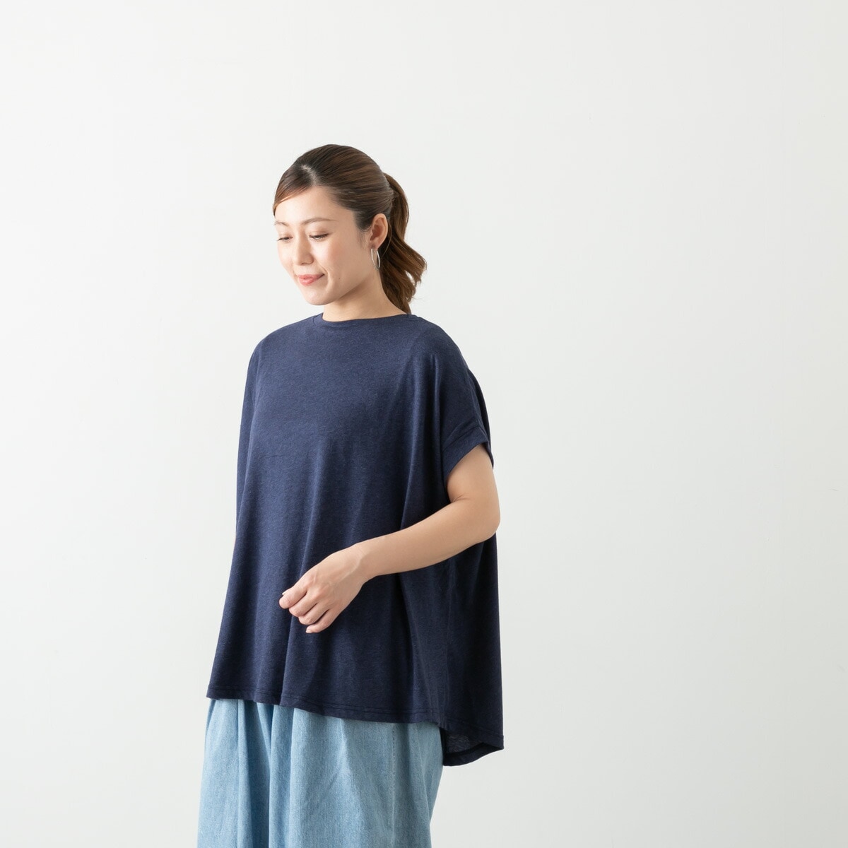 harmonie アルモニ 30/- 天竺 ネッククロス・ドロップショルダー フレアー プルオーバー 8色 82360675