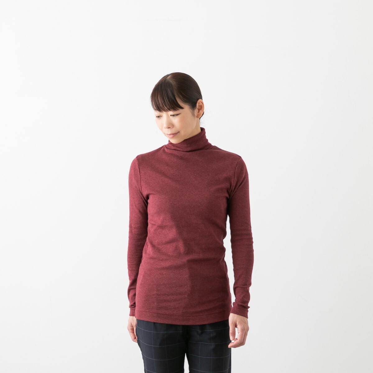 harmonie アルモニ 杢 フライス 無地 タートルネック 13色 8510065