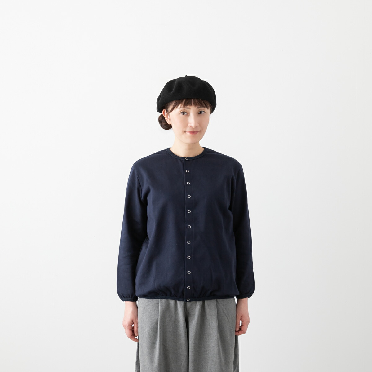 harmonie アルモニ ハードコンパクト 裏毛 リングドットボタン カーディガン 4色 62130145