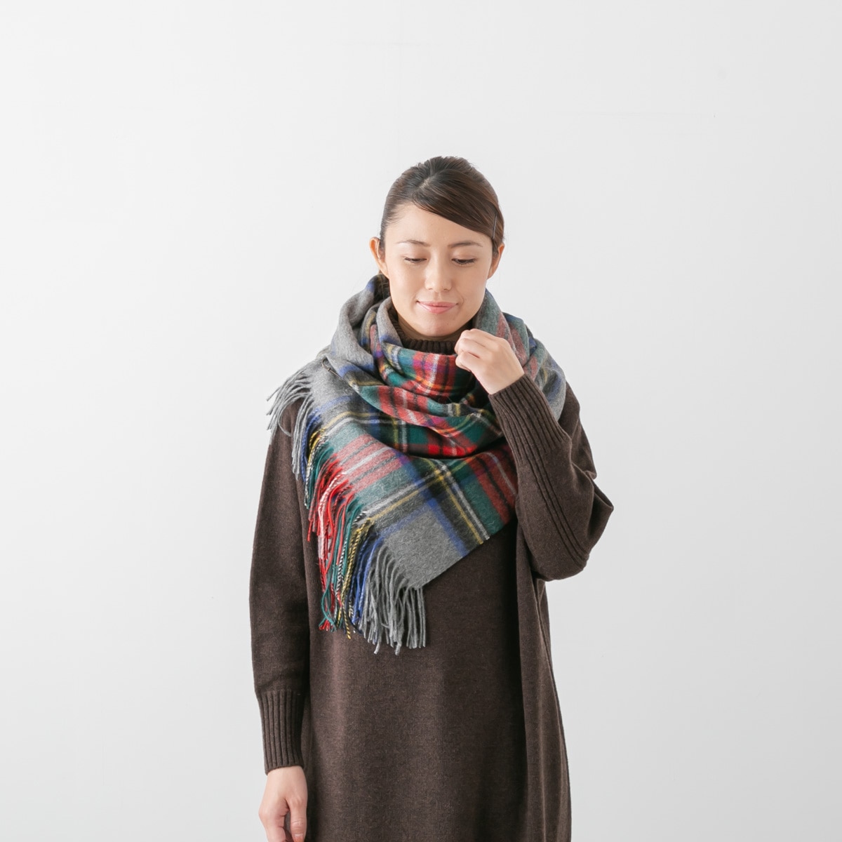 TWEEDMILL ツイードミル 大判 ウール ストール 70-190