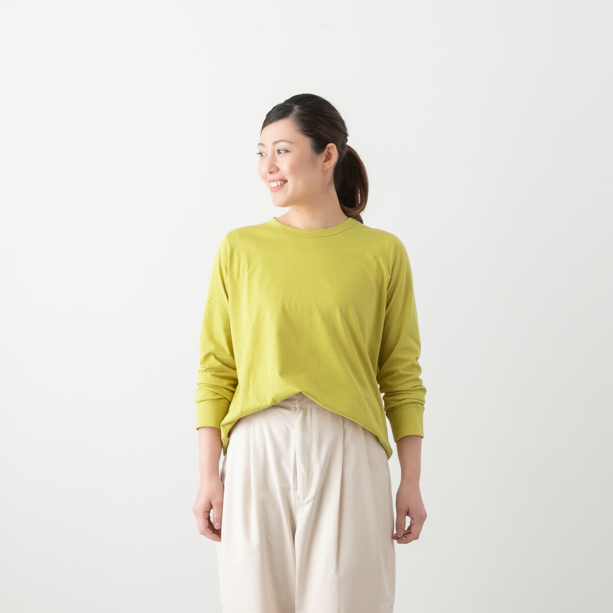 harmonie アルモニ 天竺袖 裾切り替え 無地 ロングスリーブ 7色 82220010