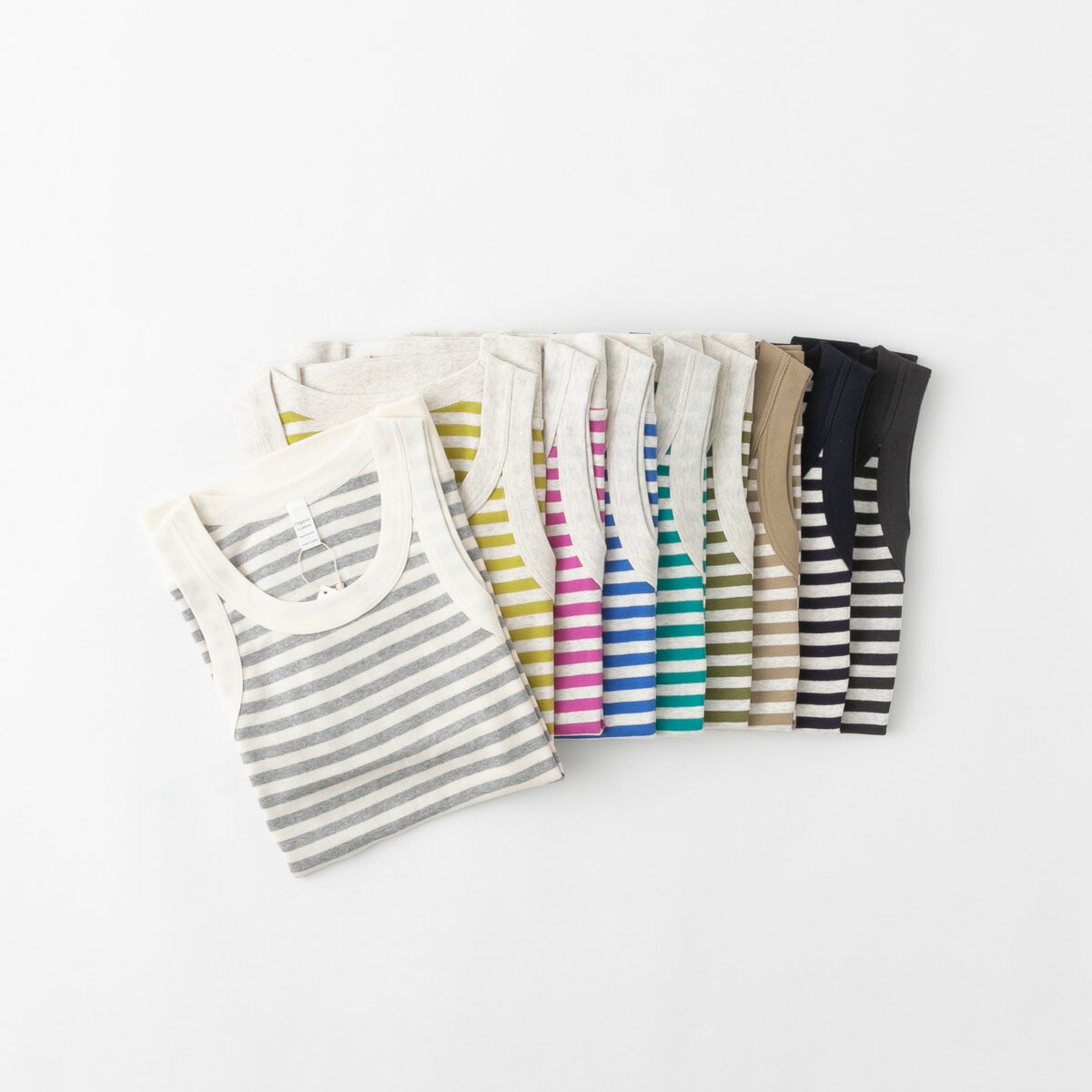 harmonie アルモニ オーガニックコットン 太バインダー ボーダー タンクトップ 9色 8140181