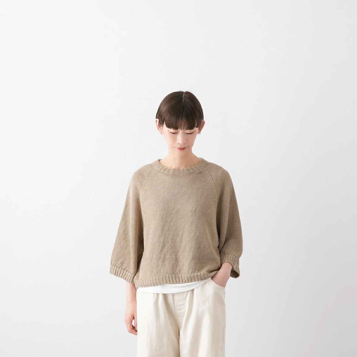 SARAHWEAR サラウェア リネン  ニット 七分袖 プルオーバー 7色 C11591