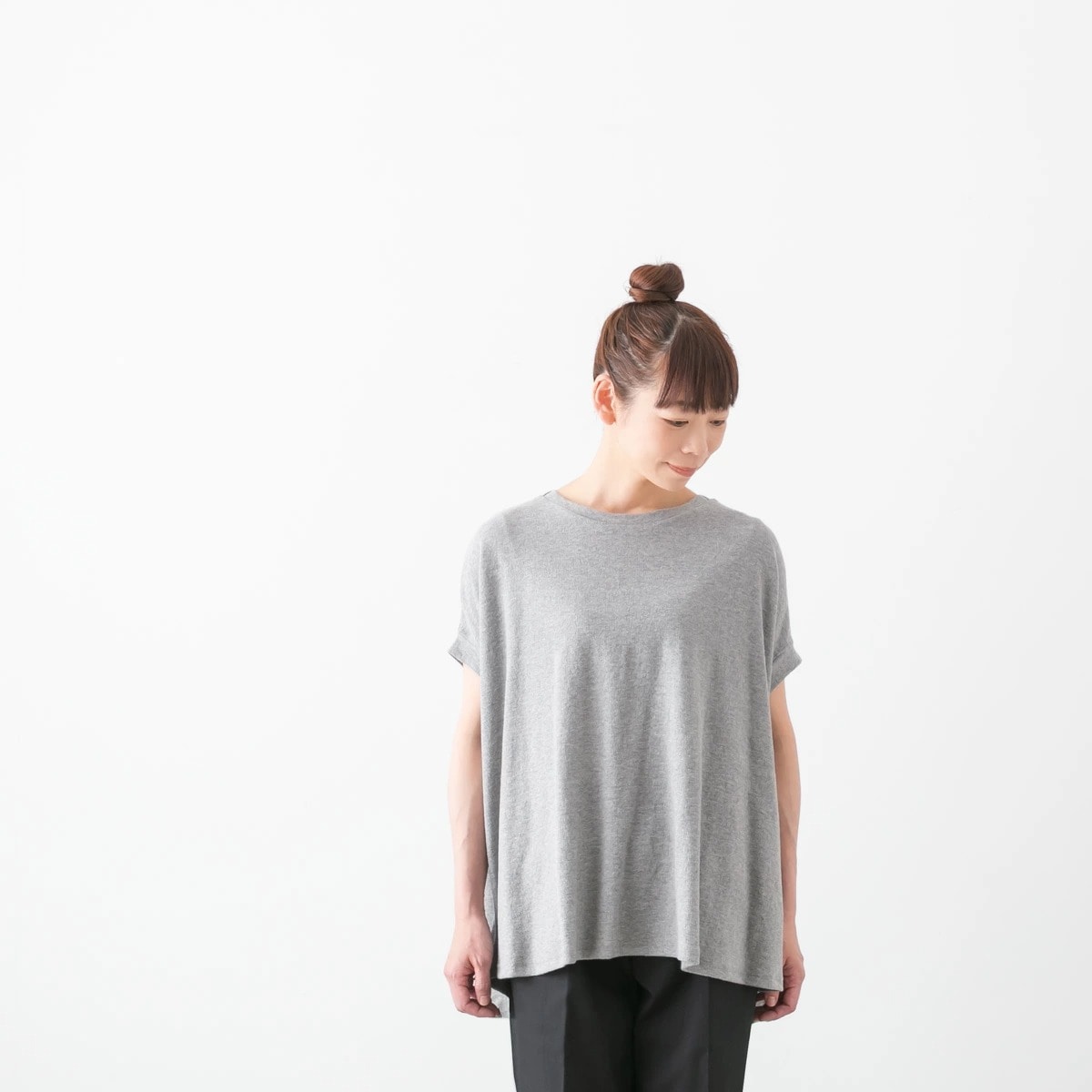 harmonie アルモニ クレープジャージ ボートネック リラックス Tシャツ 3色 62440670