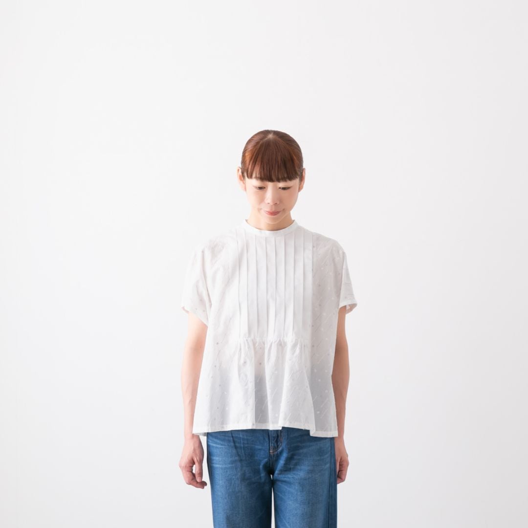 STAMP and DIARY スタンプ アンド ダイアリー <br />コットン 刺繍 フロントタック ブラウス 3色 SDC410SS48