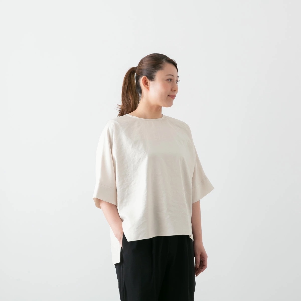 ma couleur マ クルール 杢調ツイル タンブラー オーバーサイズ ブラウス 4色 J-4756