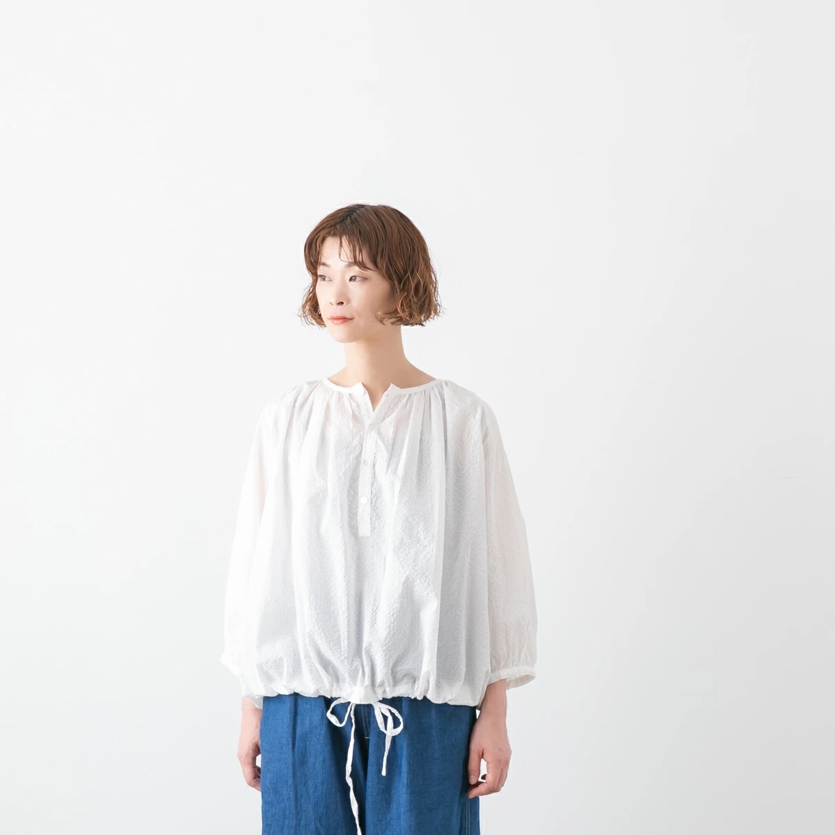 TRAVAIL MANUEL トラバイユ マニュアル リップルローン ギャザー スモック 2色 3008-51