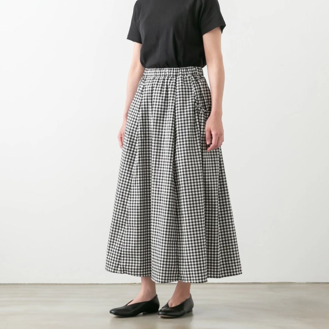 NARU ナル ブロードストライプ・チェック柄 ギャザースカート 663911