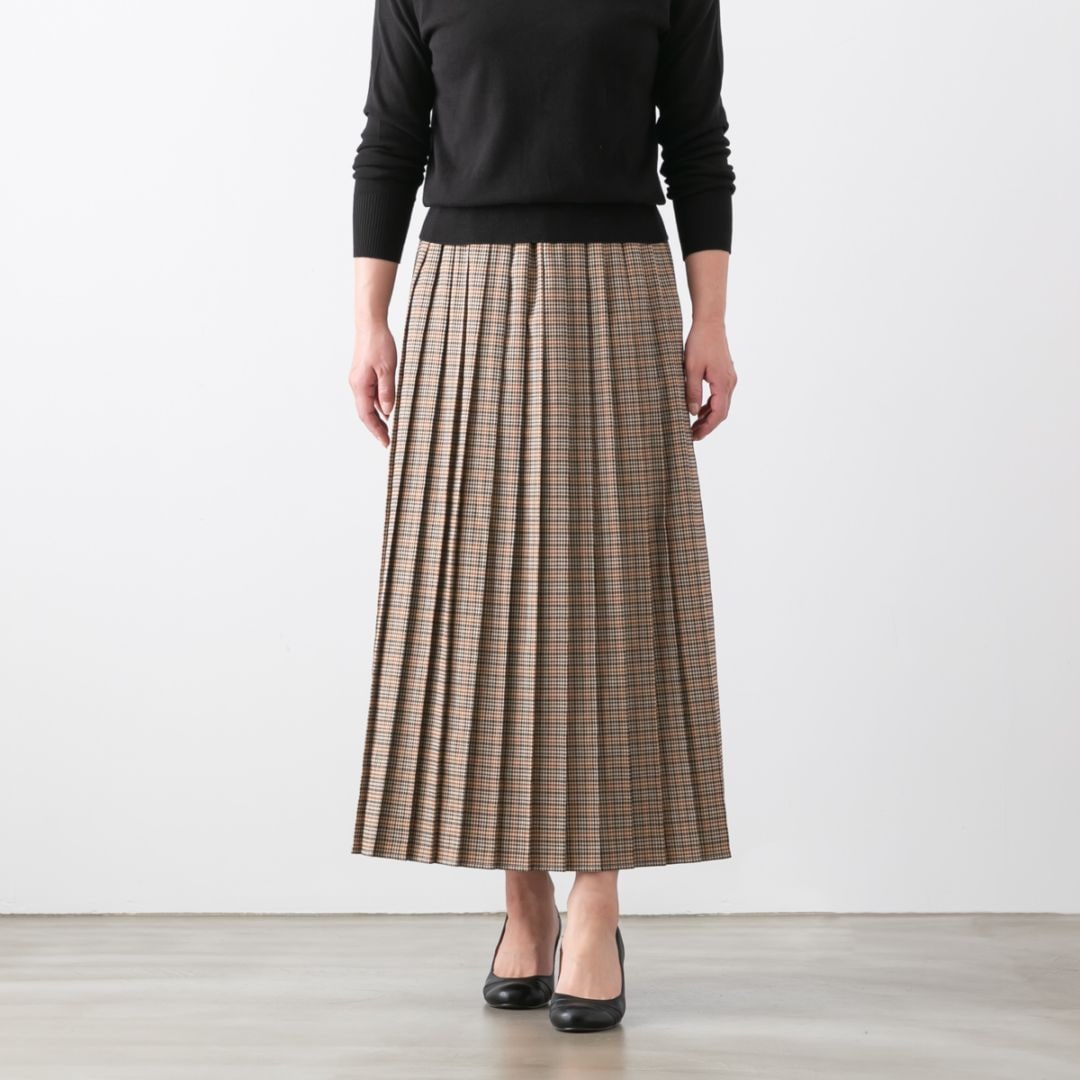 sosotto ソソット 千鳥柄 タータン 切替 プリーツスカート 2色 42472317