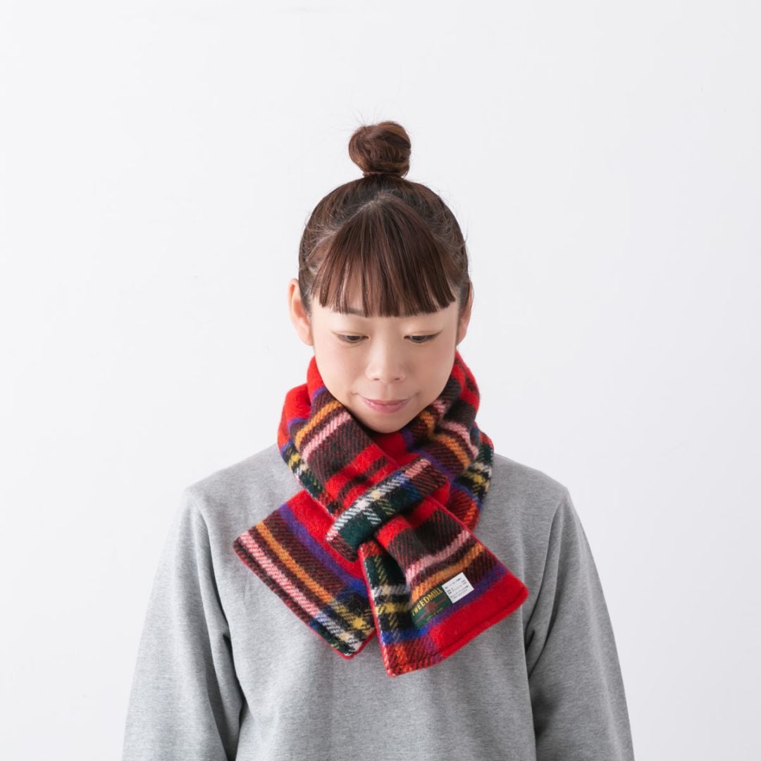 TWEEDMILL ツイードミル　ループ付きフリースチェックフラー 4色