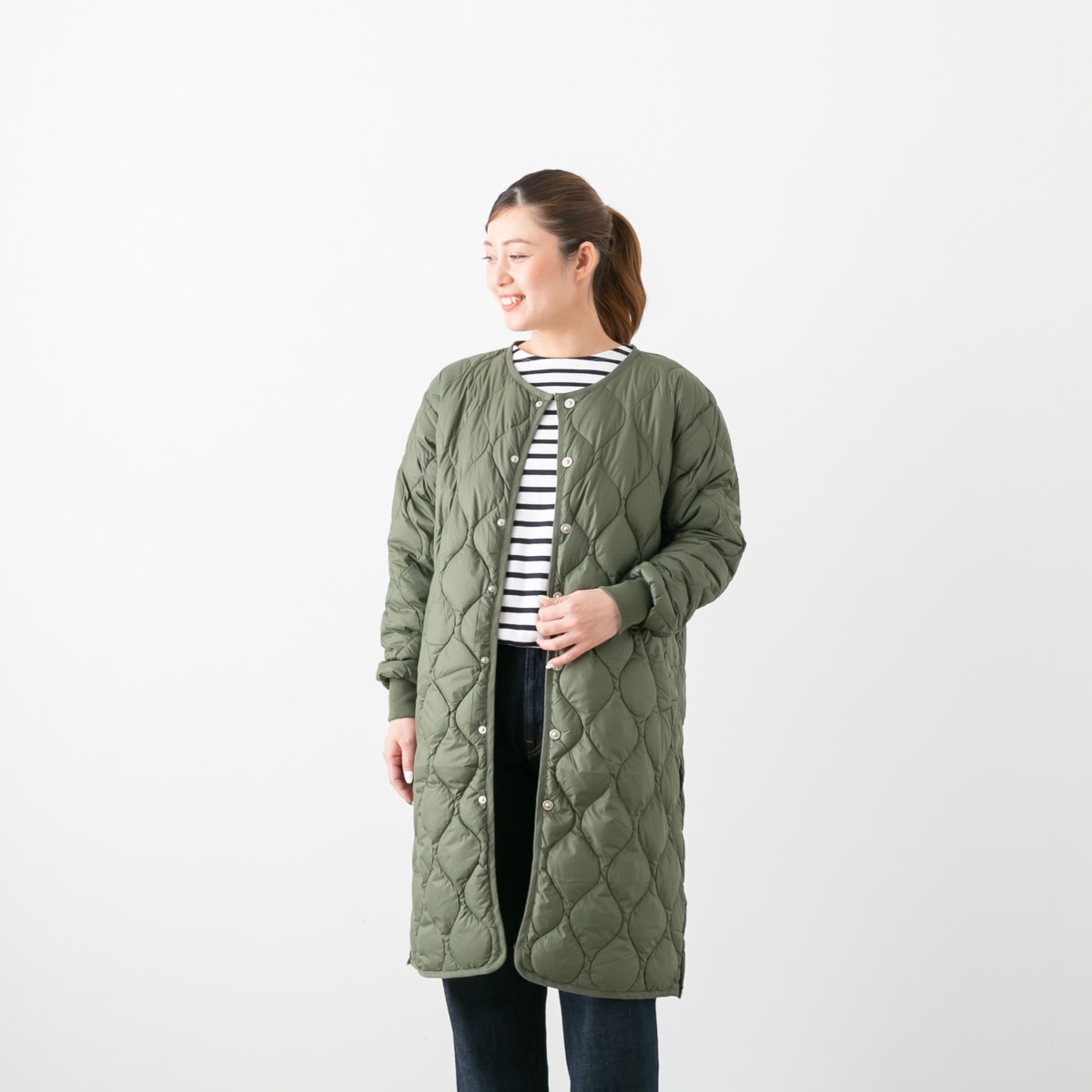 TAION タイオン  ミリタリー オーバーサイズクルーネック ダウンコート ソフトシェル 4色 104LSBPML-1-LONG