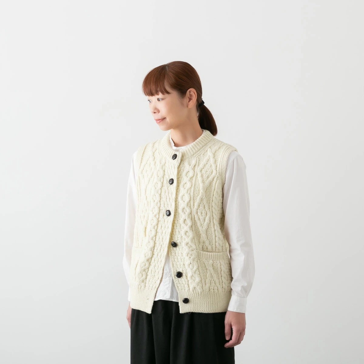 Aran Woollen Mills アランウーレンミルズ ウール ニット ベスト 3色 B107 IW2531042