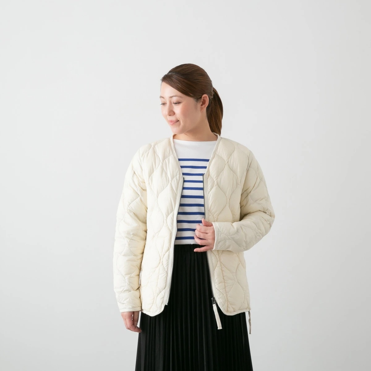 TAION タイオン ミリタリー VネックWジップ ダウンジャケット ソフトシェル (ユニセックス) 5色 101ALSZML-1