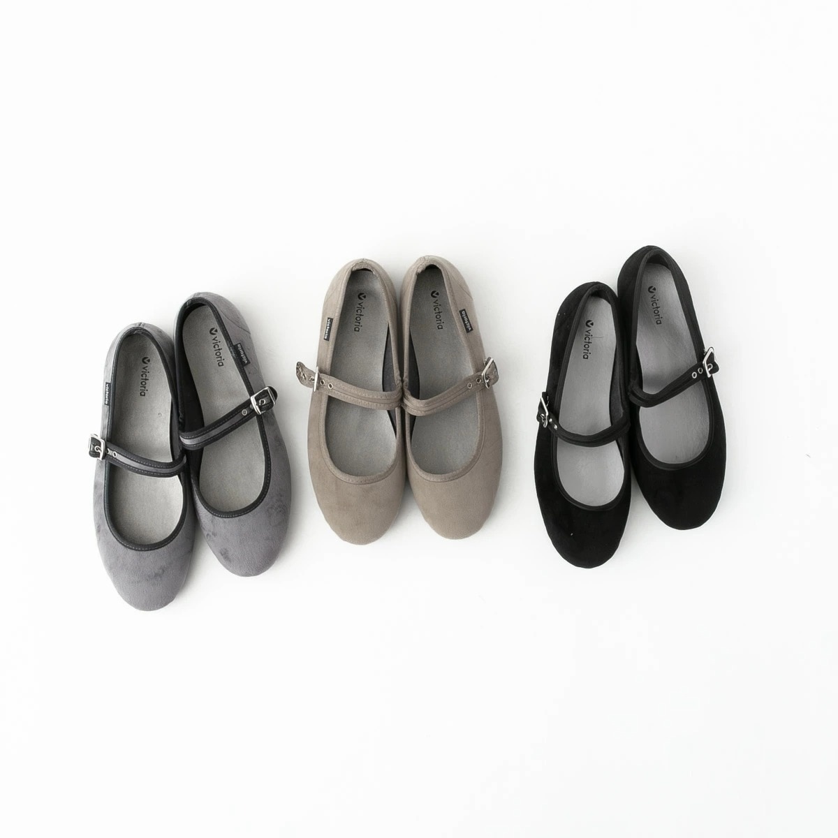 Victoria ビクトリア ベロア ストラップ フラットシューズ VC002 3色