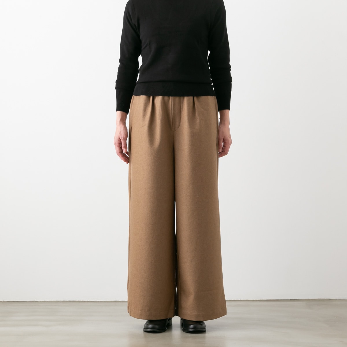 maison de soil メゾンドソイル ウール フランネル イージー ワイドパンツ WOOL FLANNEL EASY WIDE PANTS 3色 GNMDS2052WF