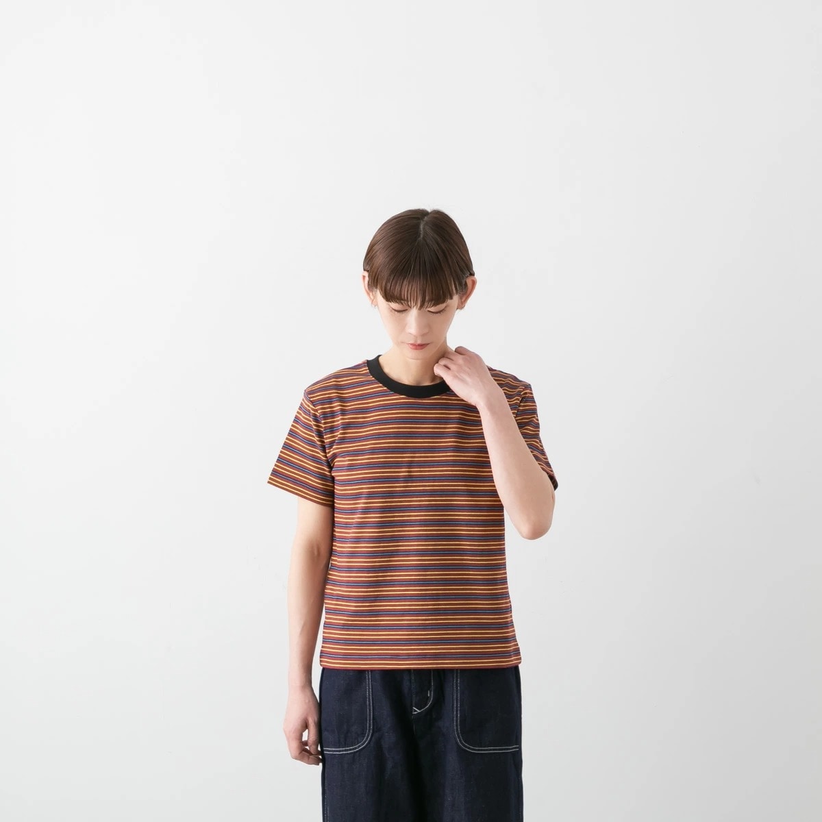 MANON マノン マルチボーダー ショートスリーブ Tシャツ 2色 MNN-C-179