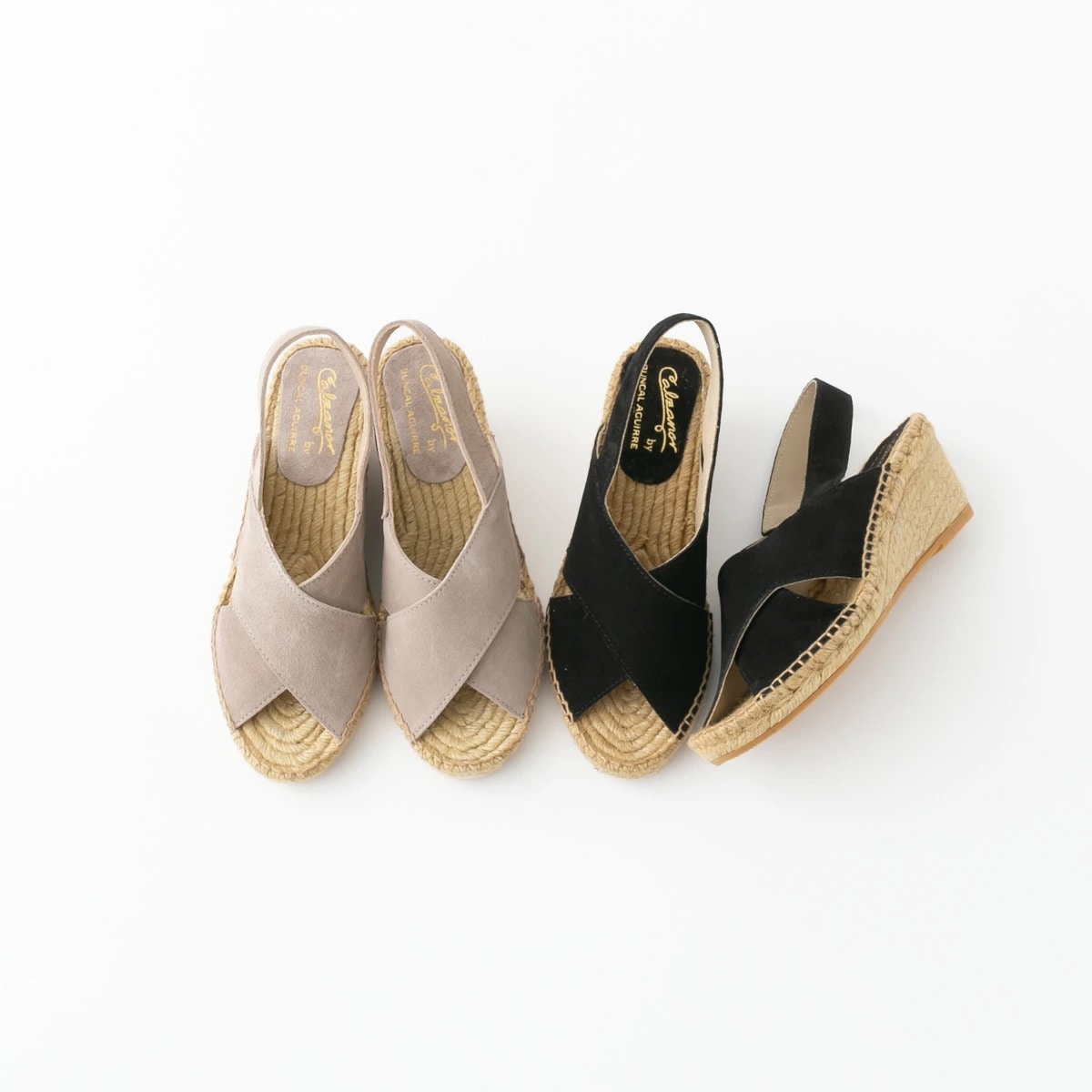 Calzanor カルザノール SERRAJE ジュート レザー クロスストラップ エスパドリーユ ウェッジソール サンダル 2色 1938