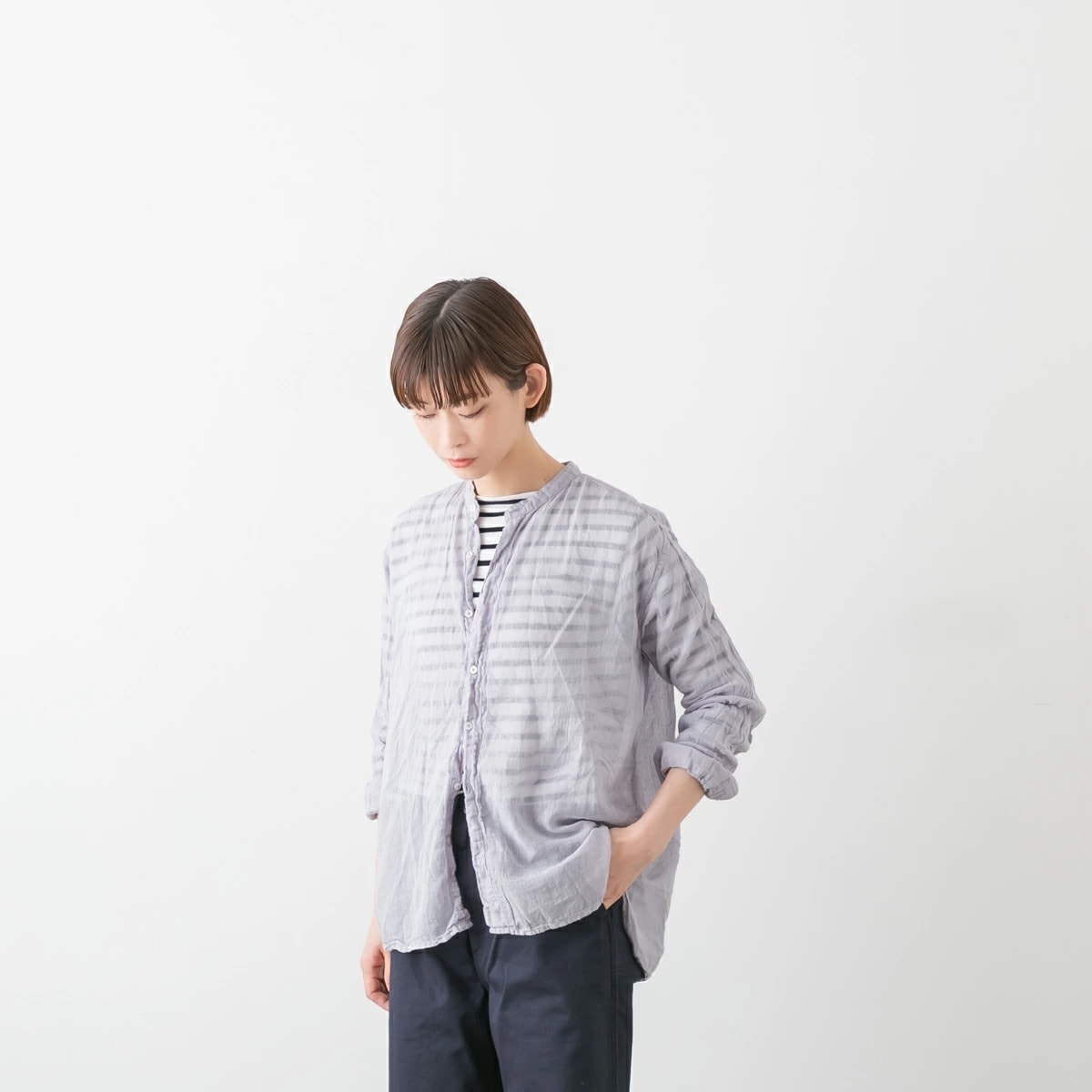 ARMEN アーメン UTILITY BANDED COLLAR SHIRT ユーティリティ バンドカラー シャツ 5色 INAM2641GD