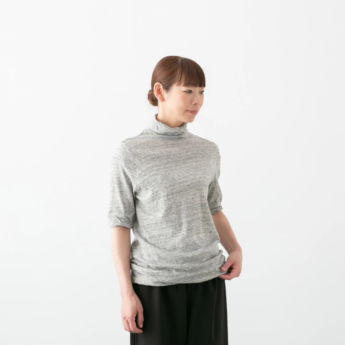 harmonie アルモニ ウォッシャブルガーゼ天竺 5分袖タートル 3色 62560075