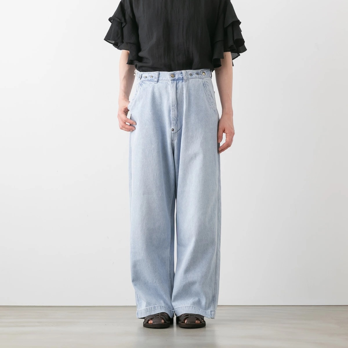 大*一様 パンドラ BNSPORT 180 中古品 Ordinary fits オーディナリーフィッツ ベルパンツ BELL PANTS BLEACH