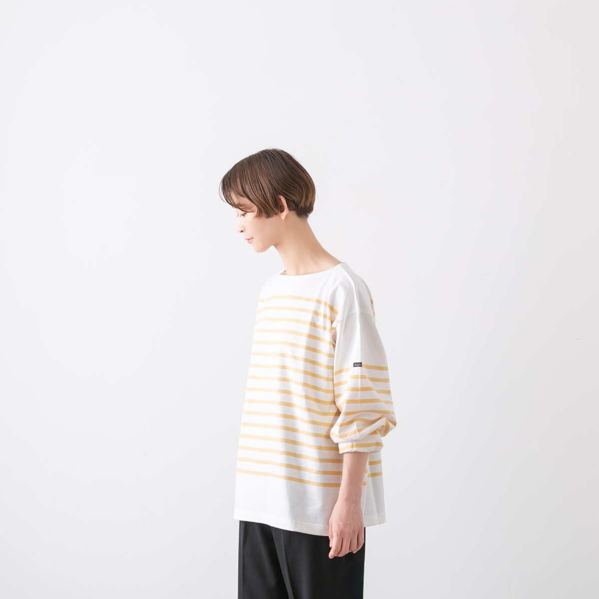 【未使用】 ルミノア ボーダー 長袖 カットソー イエロー LEMINOR tシャツ 別注ルミノアボーダーカットソー レディース
