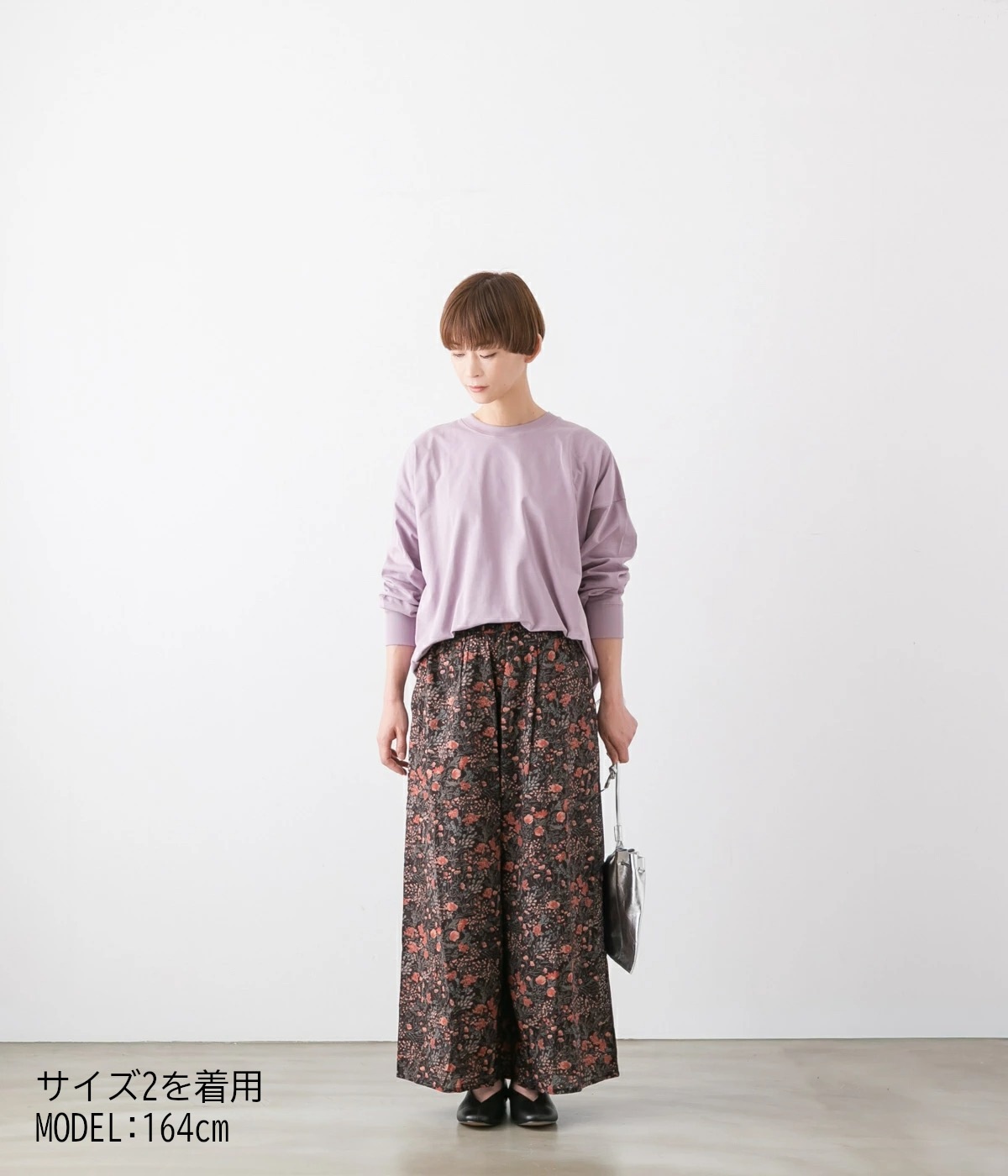 SOIL ソイル フラワープリント ワイド イージーパンツ 2色 NSL25596
