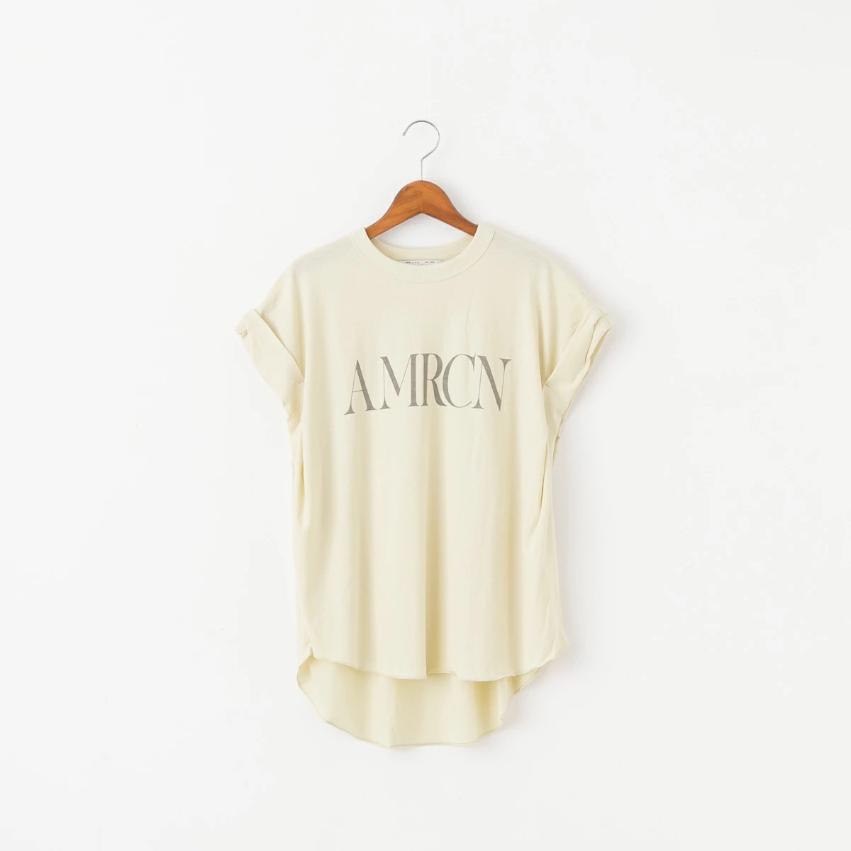 Americana アメリカーナ ワイド ロールアップ ロゴ Tシャツ AMRCN 4色