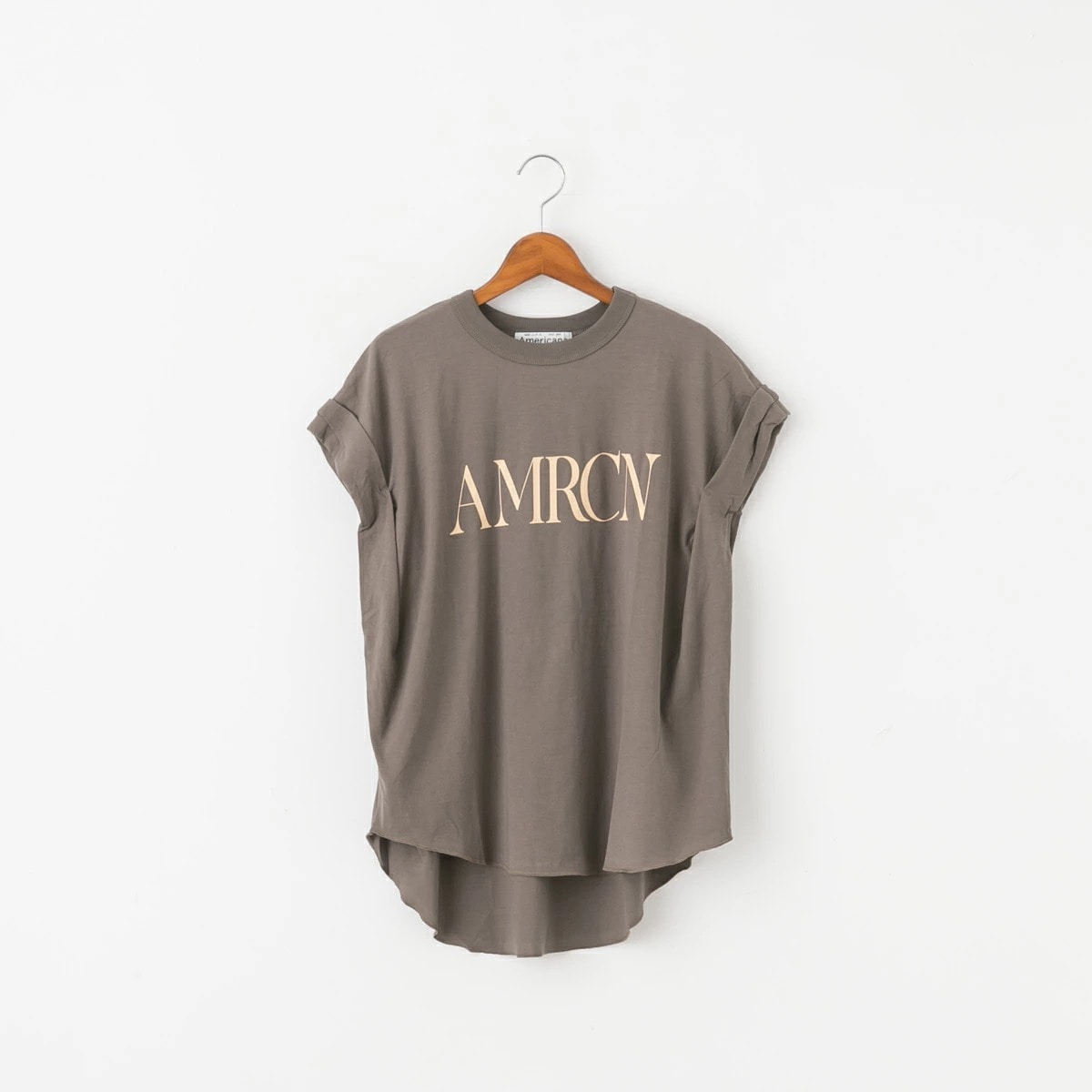 Americana アメリカーナ ワイド ロールアップ ロゴ Tシャツ AMRCN 4色 BRF-M-826A