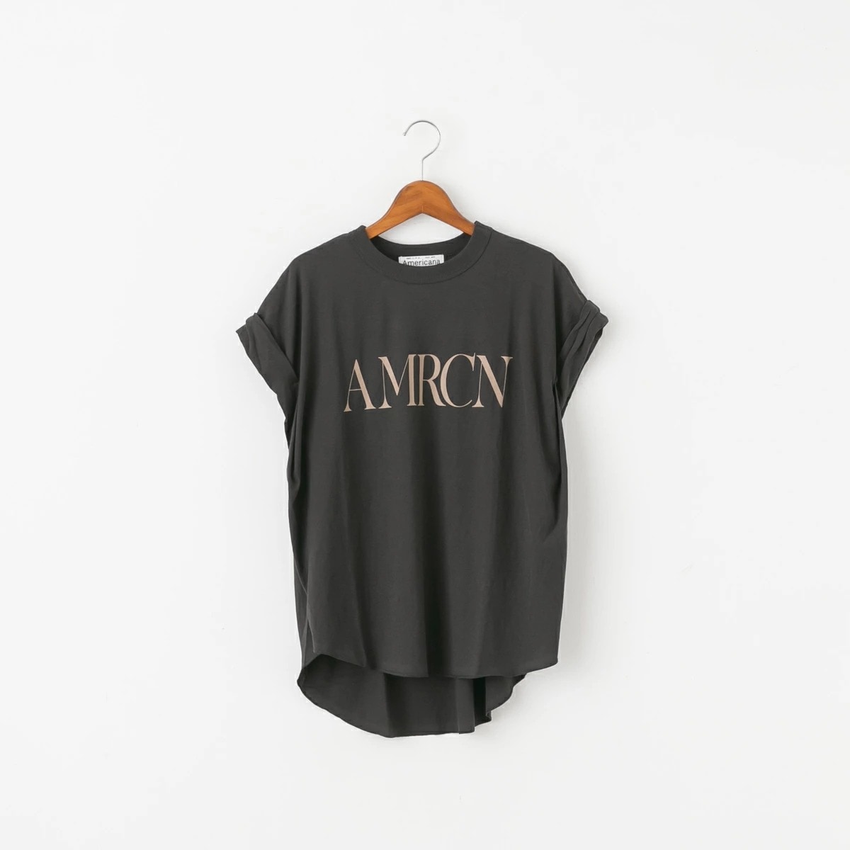 Americana アメリカーナ ワイド ロールアップ ロゴ Tシャツ AMRCN 4色 BRF-M-826A