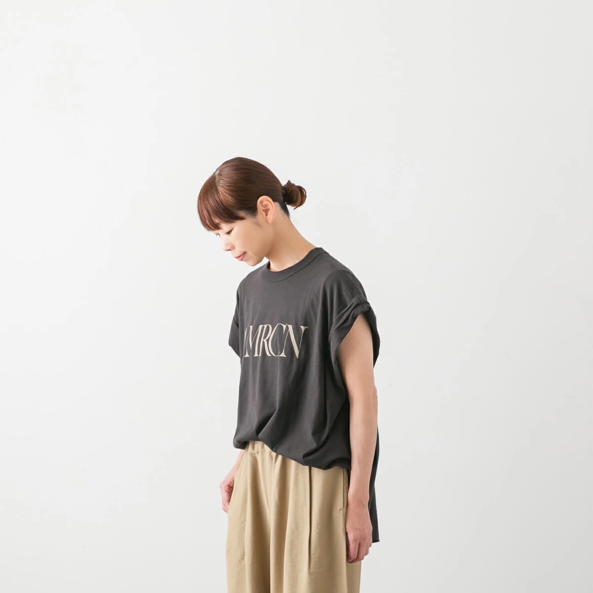 Americana アメリカーナ ワイド ロールアップ ロゴ Tシャツ AMRCN 4色 BRF-M-826A