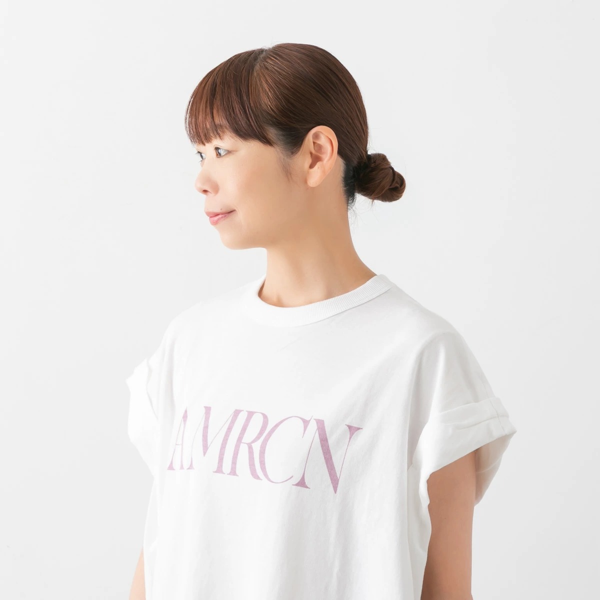 Americana アメリカーナ ワイド ロールアップ ロゴ Tシャツ AMRCN 4色 BRF-M-826A