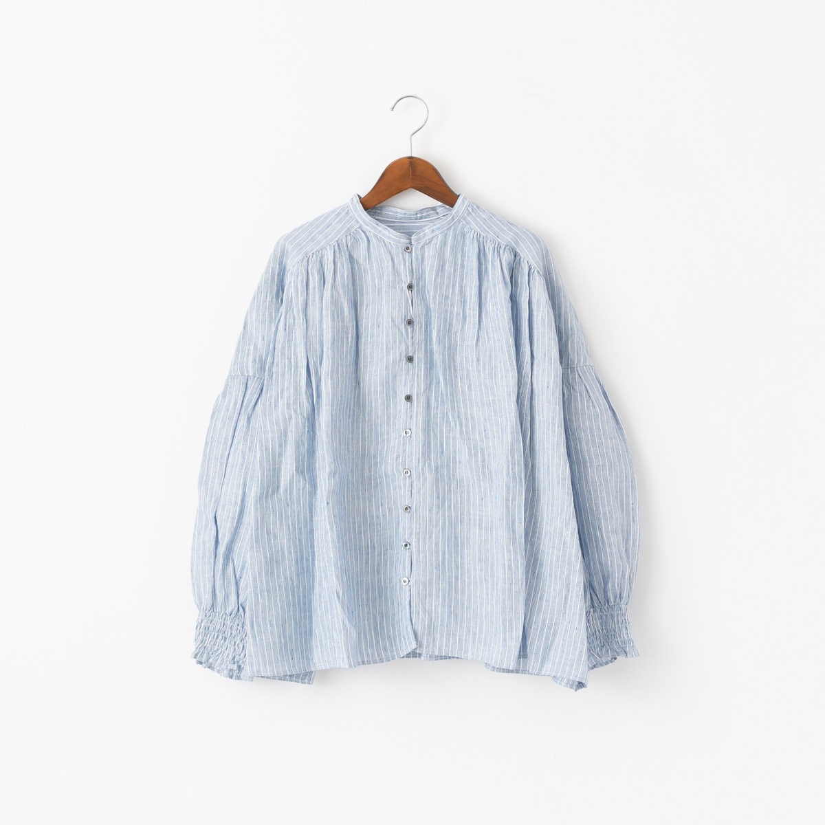 UNIVERSAL TISSU ユニヴァーサルティシュ フレンチリネン バンドカラー ブラウス 4色 UT241BL045