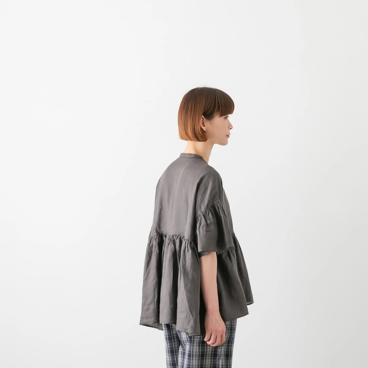 UNIVERSAL TISSU ユニヴァーサルティシュ フレンチリネン ギャザー フレア ワイド ブラウス 4色  UT261BL003