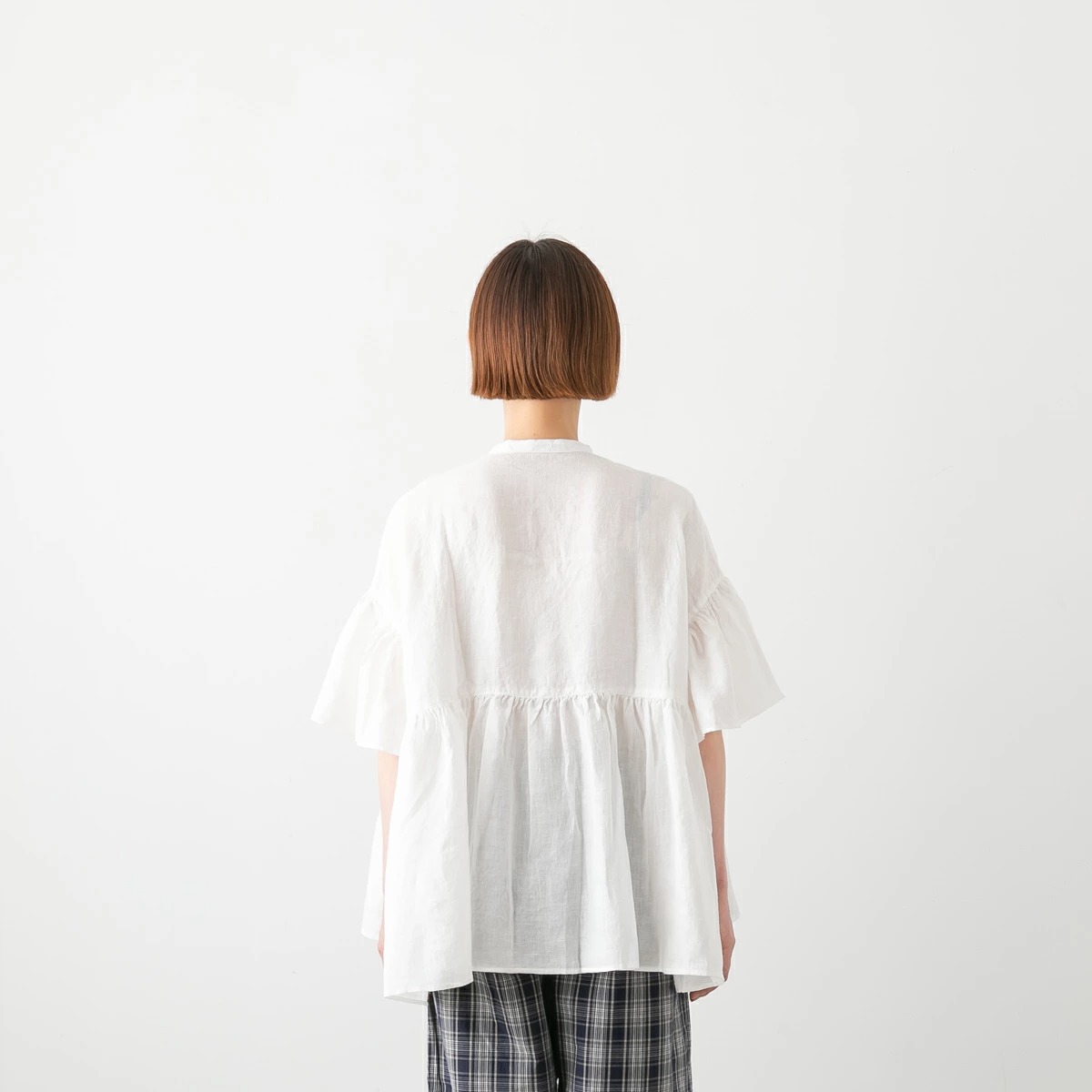 UNIVERSAL TISSU ユニヴァーサルティシュ フレンチリネン ギャザー フレア ワイド ブラウス 4色  UT261BL003