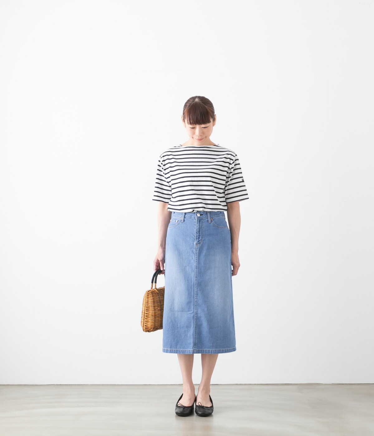 caqu サキュウ FS 3/4 skirt 2 デニム スカート 2色 25029
