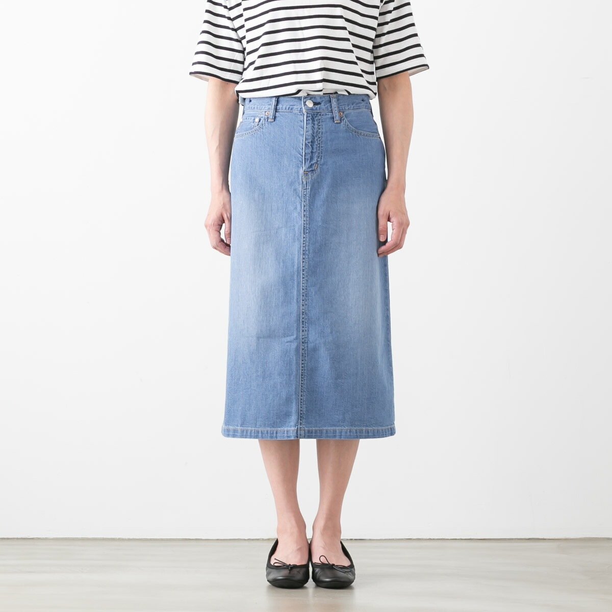 caqu サキュウ FS 3/4 skirt 2 デニム スカート 2色 25029