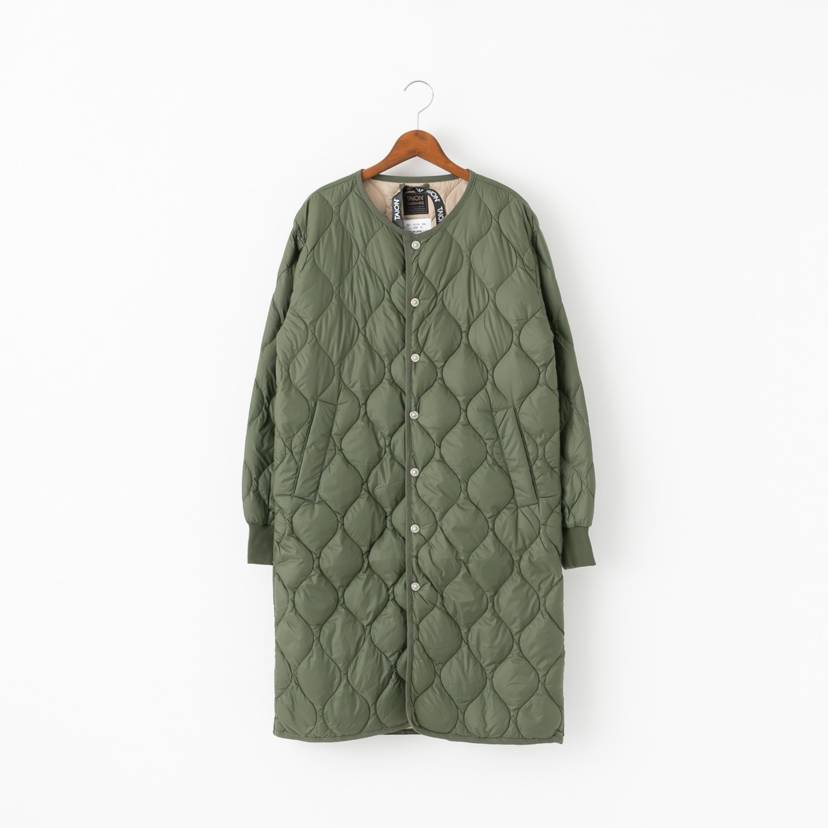 TAION タイオン  ミリタリー オーバーサイズクルーネック ダウンコート ソフトシェル 4色 104LSBPML-1-LONG