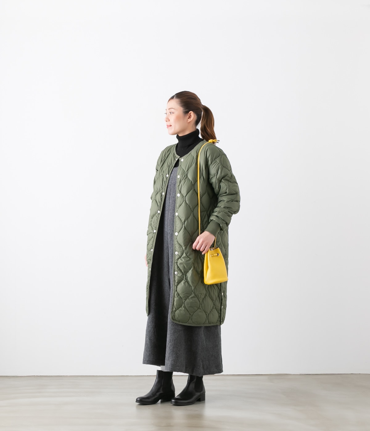 TAION タイオン  ミリタリー オーバーサイズクルーネック ダウンコート ソフトシェル 4色 104LSBPML-1-LONG