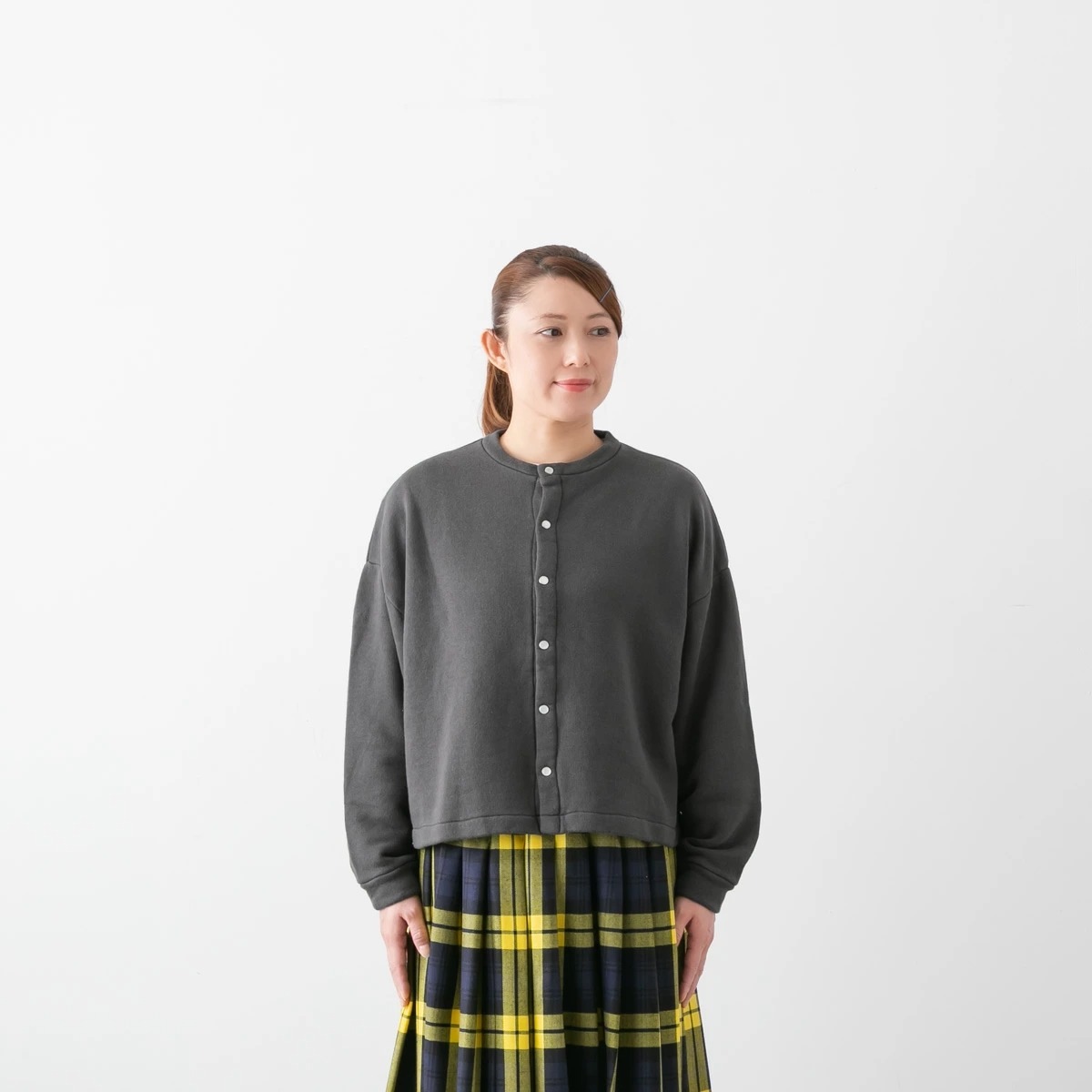 UNIVERSAL TISSU ユニヴァーサルティシュ リヨセル コットン 裏毛 スナップ カーディガン 3色 UT253CT008