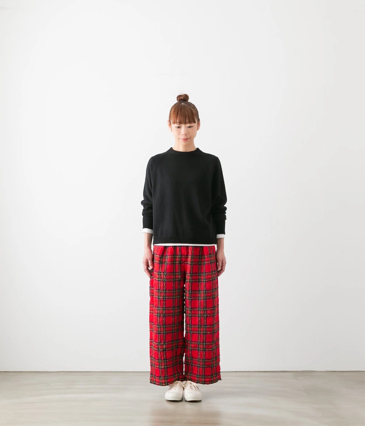 TRAVAIL MANUEL トラバイユ マニュアル 綿 ウール タータン インタック パンツ 2色 5101-53