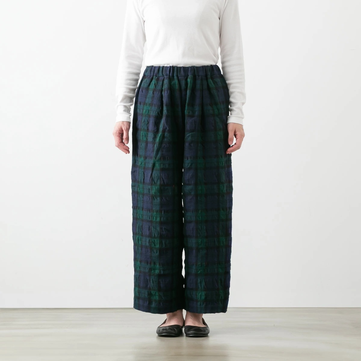 TRAVAIL MANUEL トラバイユ マニュアル 綿 ウール タータン インタック パンツ 2色 5101-53