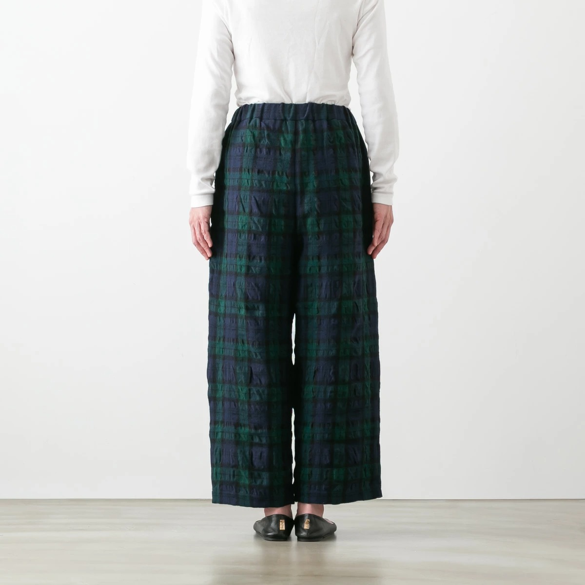 TRAVAIL MANUEL トラバイユ マニュアル 綿 ウール タータン インタック パンツ 2色 5101-53