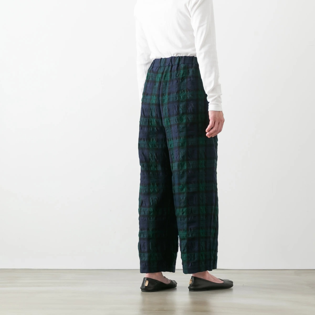 TRAVAIL MANUEL トラバイユ マニュアル 綿 ウール タータン インタック パンツ 2色 5101-53